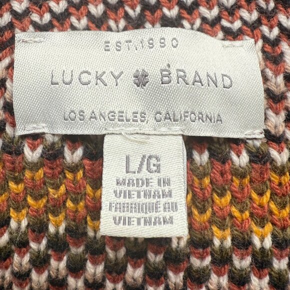 Lucky Brand Size L Multicolor Aztec Inspired Open Front Knit Cardigan Sweater - Picture 6 of 16